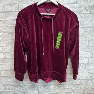 ZAC & Rachel rib‎ velour top women’s large tawny port burgundy red soft NWT